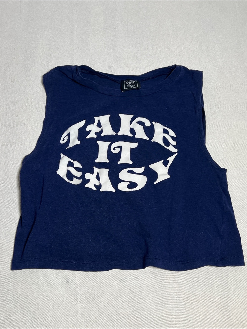 Riot Society Navy "Take It Easy" Crop Tank Top